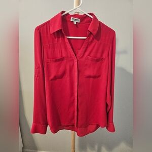 Express Women's Vibrant Red Button Down Shirt